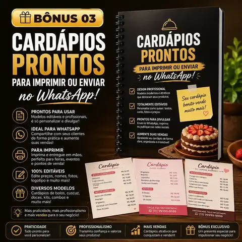 Bônus 03 — Cardápios Prontos para Imprimir ou Enviar no WhatsApp