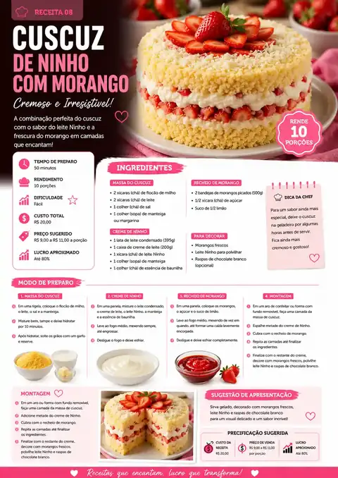 Cuscuz de Milho com Morango